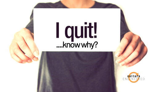 Person holding I quit sign